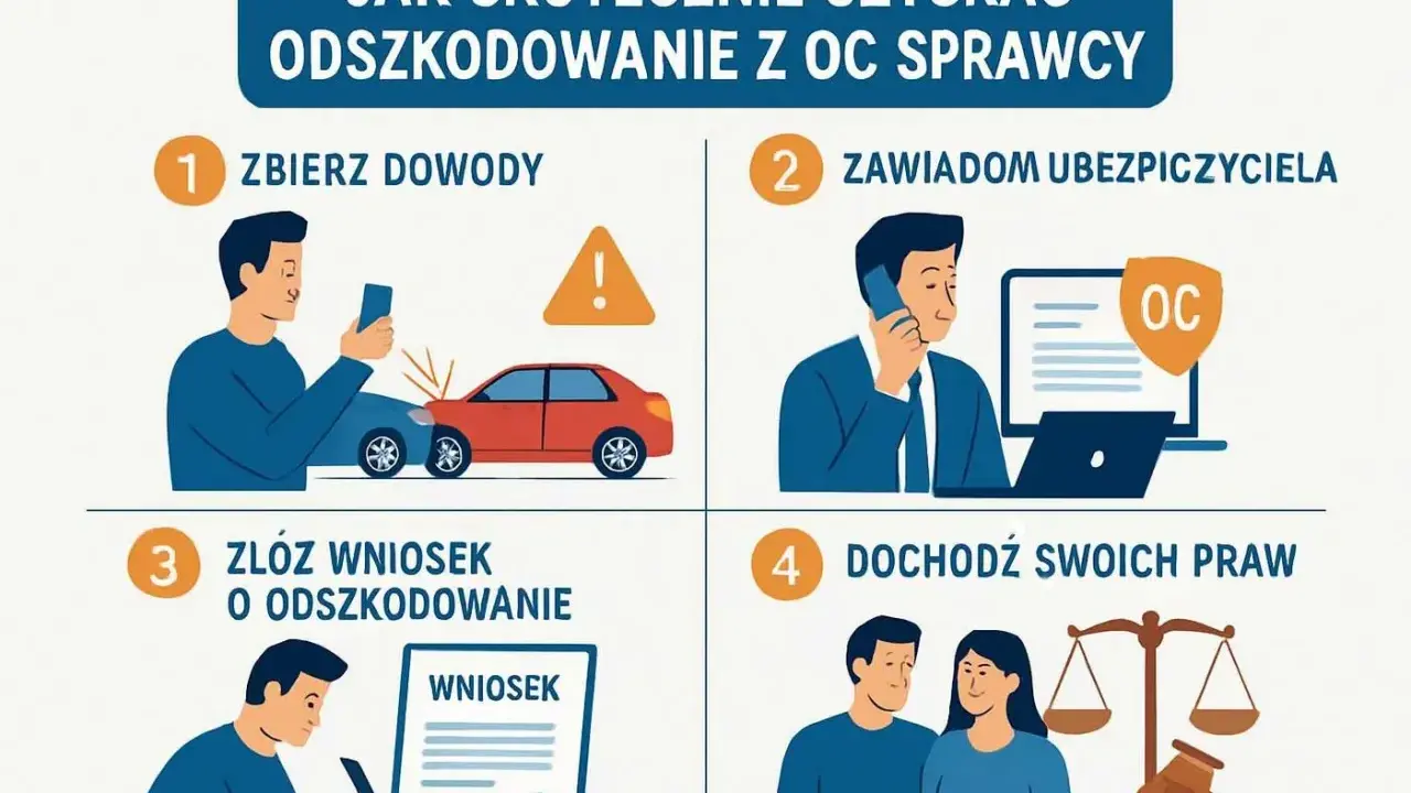 Jak uzyskać odszkodowanie z OC sprawcy po wypadku: zbierz dowody, zgłoś szkodę, złóż wniosek i dochodź swoich praw.