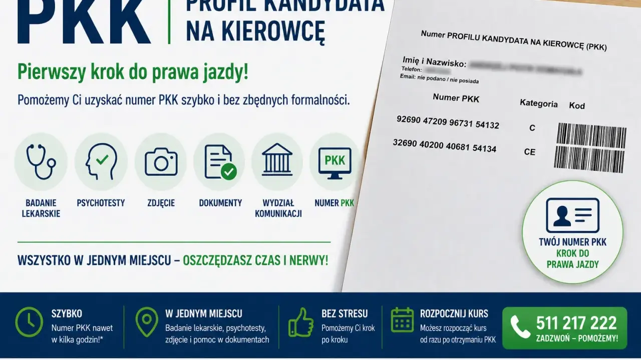 Profil kandydata na kierowcę (PKK) to pierwszy krok do prawa jazdy. Pomożemy Ci uzyskać numer PKK szybko i bez formalności.