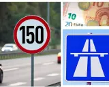 Znak ograniczenia prędkości 150, autostrada i euro. Poznaj ograniczenia prędkości Czechy i koszty podróży.
