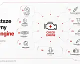 Najczęstsze przyczyny zapalenia się kontrolki silnika (check engine): świece, cewki, wtryskiwacze, sonda lambda, przepływomierz MAF, zawór EGR, układ EVAP, katalizator, termostat, SCR/NOx.