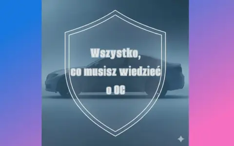 Sylwetka samochodu wewnątrz tarczy z napisem "Wszystko, co musisz wiedzieć o OC".