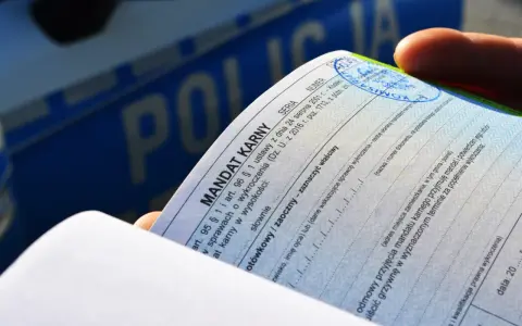 Dokument mandatu karnego, na którym widnieje informacja o tym, ile punktów karnych można otrzymać.