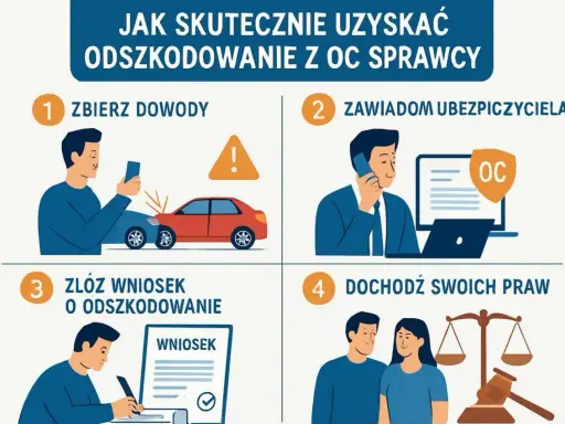 Jak uzyskać odszkodowanie z OC sprawcy po wypadku: zbierz dowody, zgłoś szkodę, złóż wniosek i dochodź swoich praw.