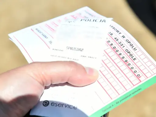 Mandat karny z policji, który może wpłynąć na to, kiedy kasują się punkty karne. Widoczny numer i kwota.