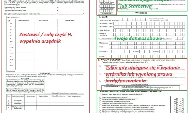 Wniosek o wydanie prawa jazdy. Czy za PKK się płaci? Wypełnia urzędnik. Tylko gdy ubiegasz się o wydanie wtórnika lub wymianę prawa jazdy/pozwolenia.
